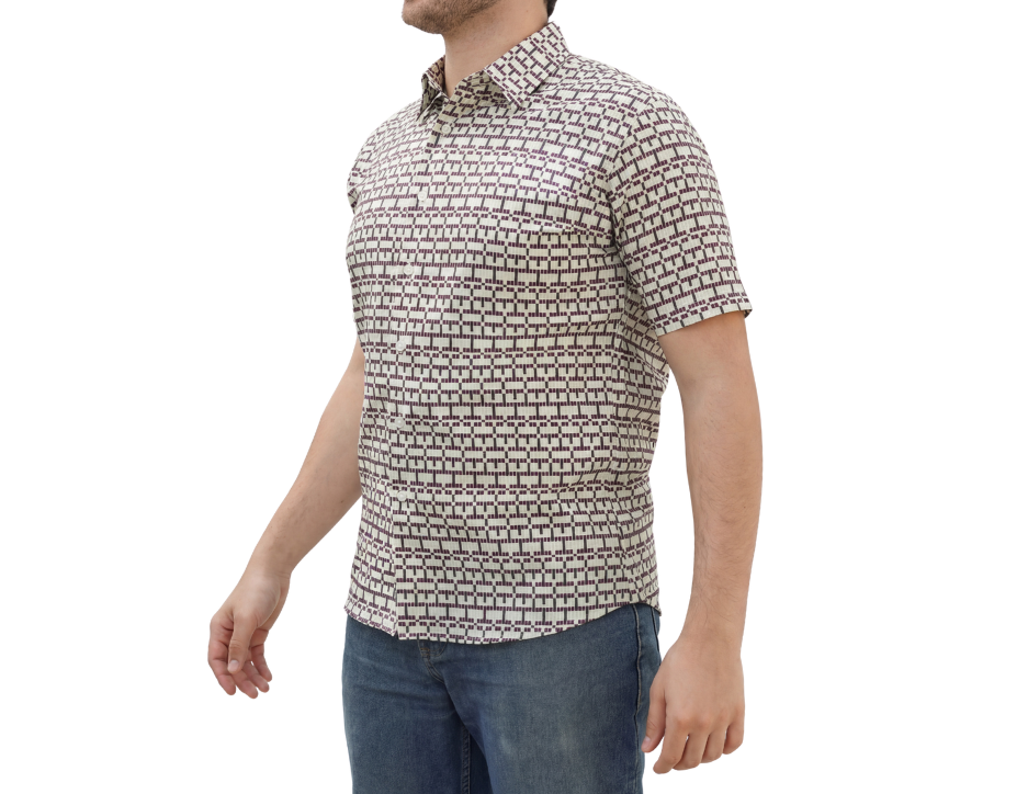 Camisa Casual Corte Slim Fit Manga Corta | BOCHI