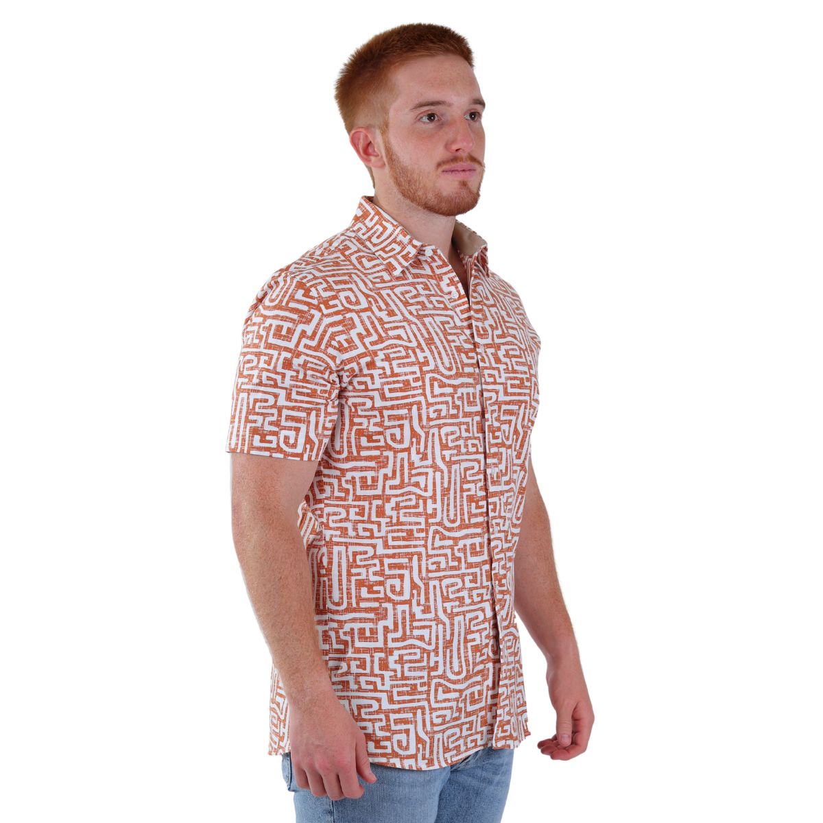 Camisa Casual Hombre Manga Corta Khaki&blues