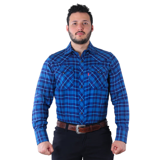 Camisa Vaquera para Hombre a Cuadros | Western Clásica Manga Larga | BOCHI