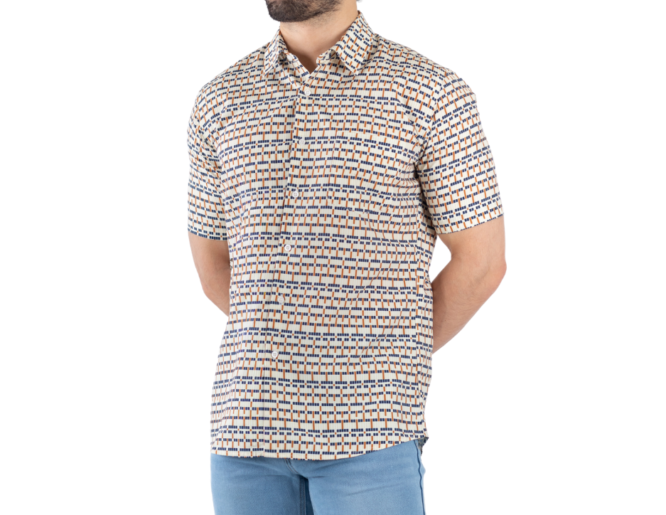 Camisa Casual Corte Slim Fit Manga Corta | BOCHI