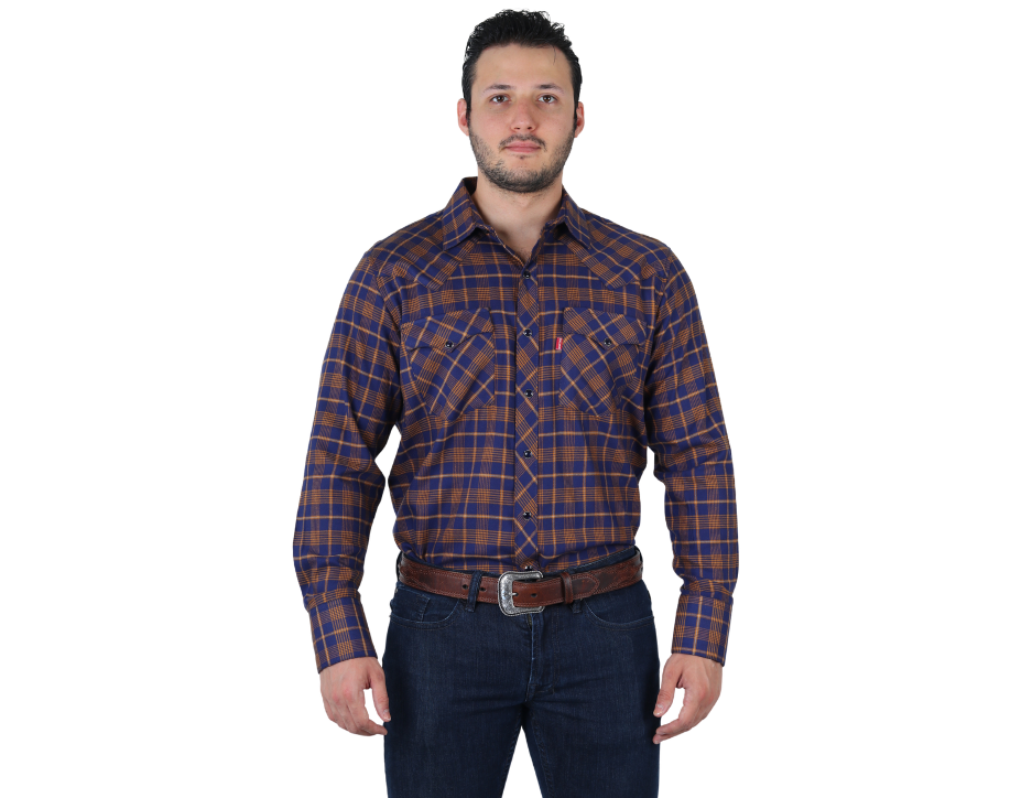 Camisa Vaquera para Hombre a Cuadros | Western Clásica Manga Larga | BOCHI