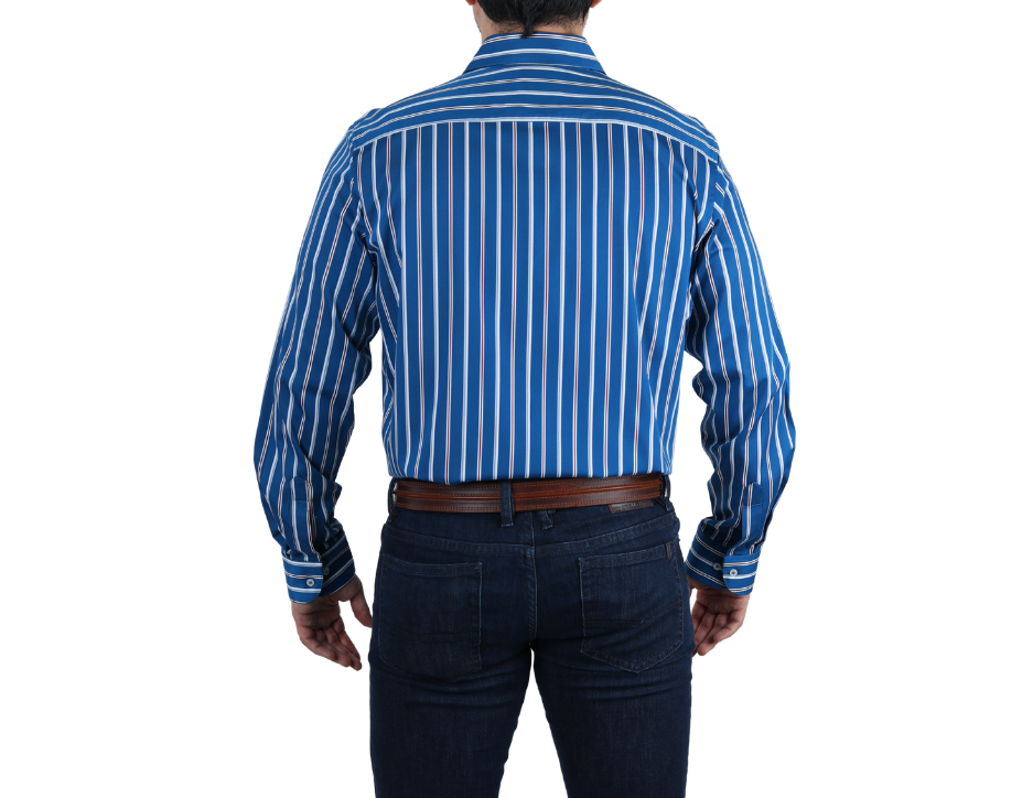 Camisa Casual Manga Larga para Hombre Diseño de Rayas Corte Slim Fit | 50% Poliéster y 50% Bambú | BOCHI