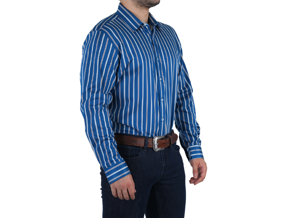 Camisa Casual Manga Larga para Hombre Diseño de Rayas Corte Slim Fit | 50% Poliéster y 50% Bambú | BOCHI