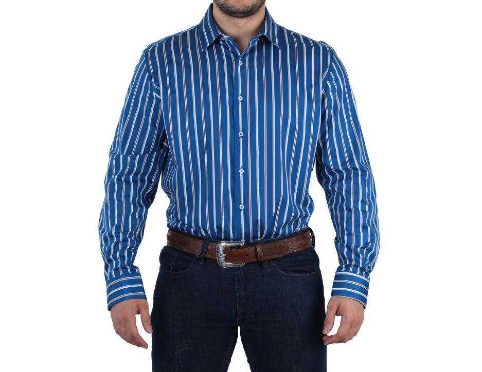 Camisa Casual Manga Larga para Hombre Diseño de Rayas Corte Slim Fit | 50% Poliéster y 50% Bambú | BOCHI