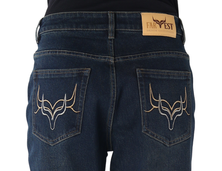Jeans Vaquero de Corte Acampanado con Tiro Medio para Dama | FARWEST