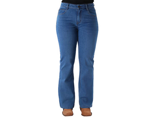 Jeans Vaquero de Corte Acampanado con Tiro Medio para Dama | FARWEST