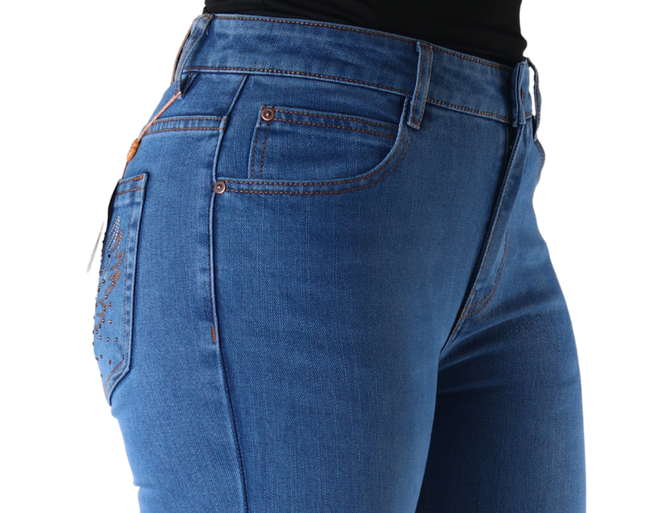 Jeans Vaquero de Corte Acampanado con Tiro Medio para Dama | FARWEST