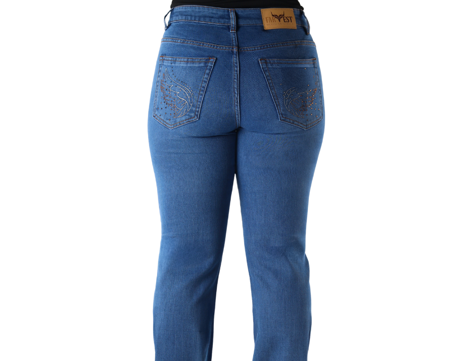 Jeans Vaquero de Corte Acampanado con Tiro Medio para Dama | FARWEST