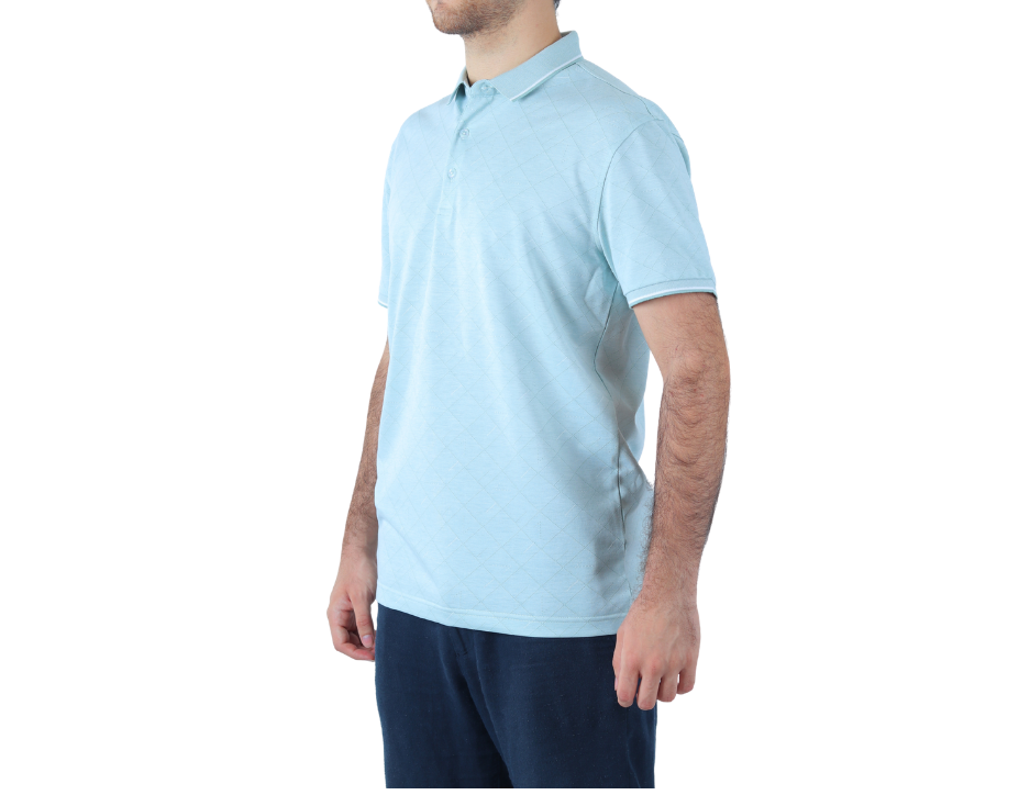 Playera Polo Hombre Jacquard Mini | Anti-Estática | KHAKI & BLUES
