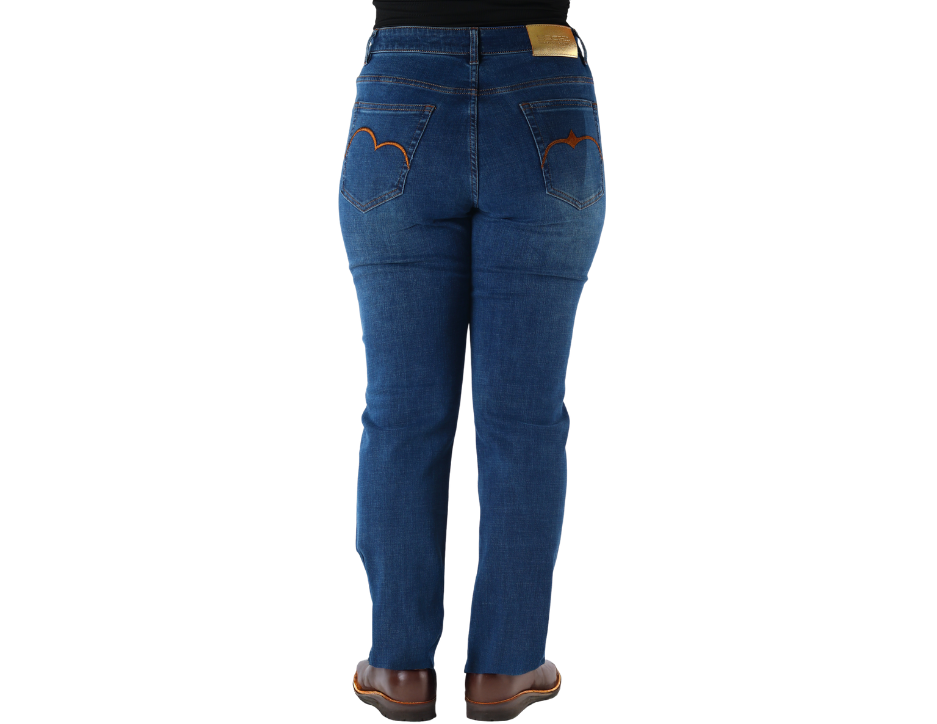 Jeans Vaquero Slim de Corte Recto con Tiro Medio para Dama | BOCHI