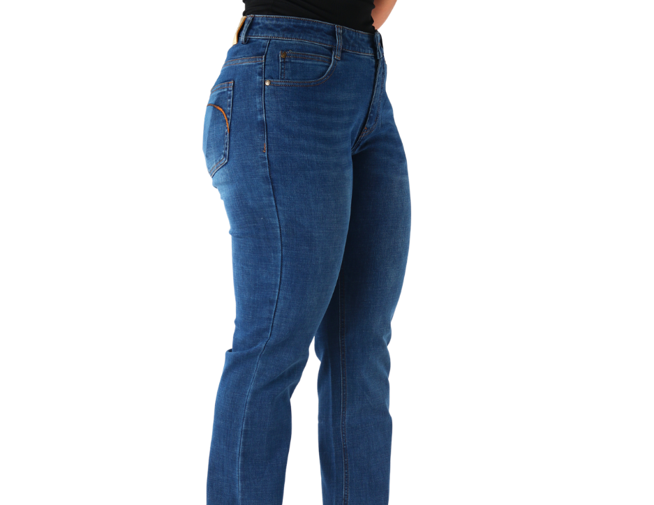 Jeans Vaquero Slim de Corte Recto con Tiro Medio para Dama | BOCHI
