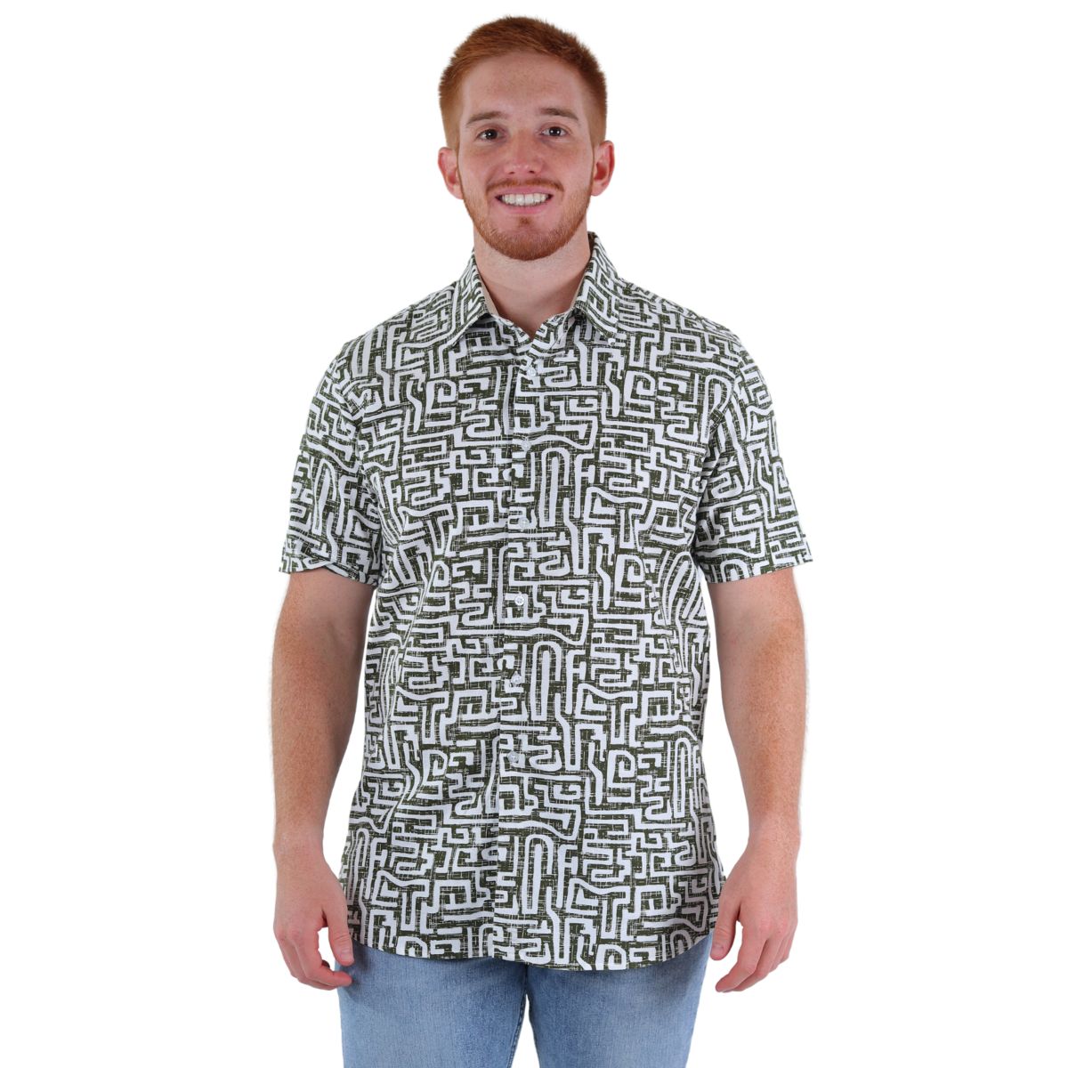 Camisa Casual Hombre Manga Corta Khaki&blues