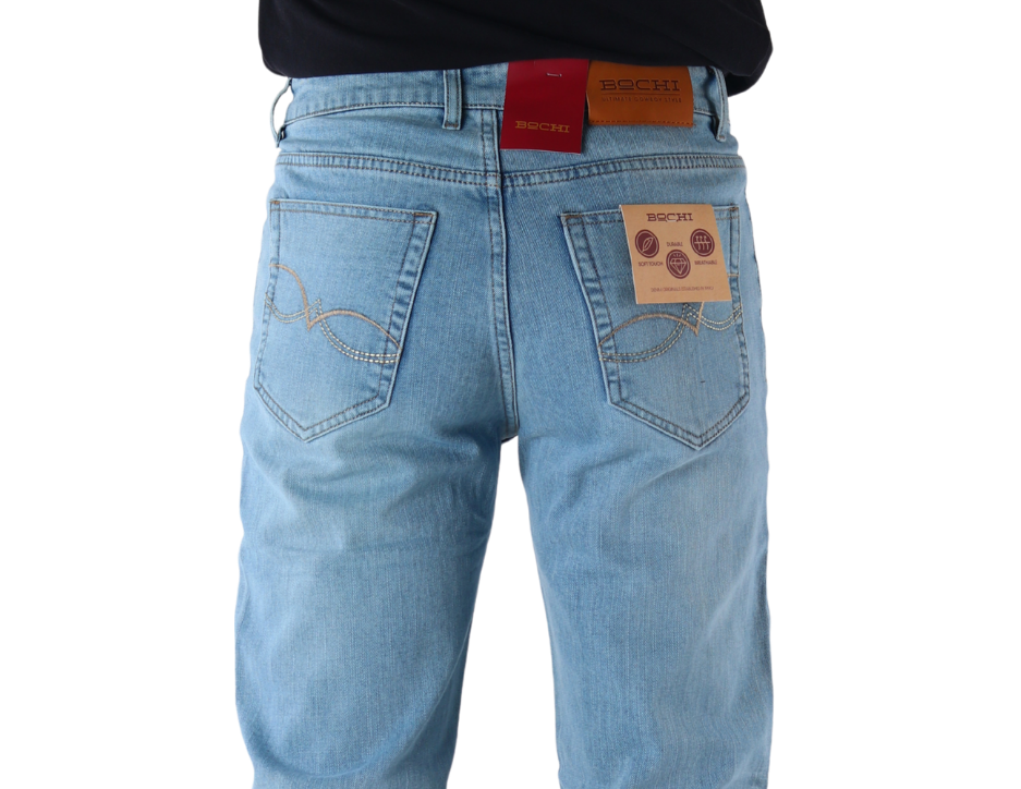 Jeans Vaquero Slim de Corte Recto con Tiro Medio para Hombre | BOCHI