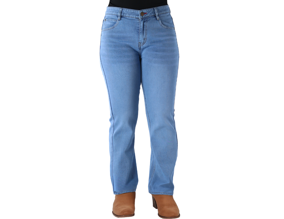 Jeans Vaquero Corte Recto Acampanado con Tiro Alto para Dama | BOCHI