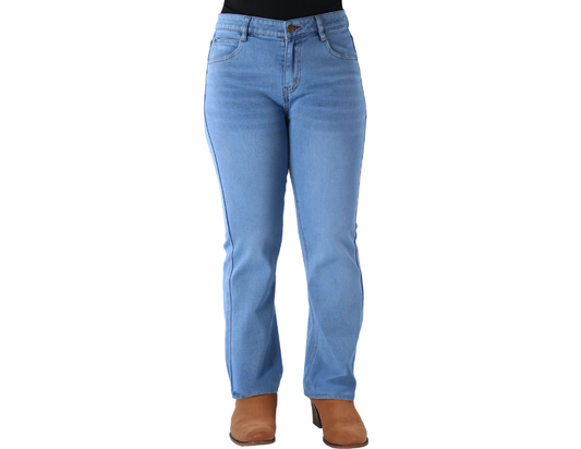 Jeans Vaquero Corte Recto Acampanado con Tiro Alto para Dama | BOCHI