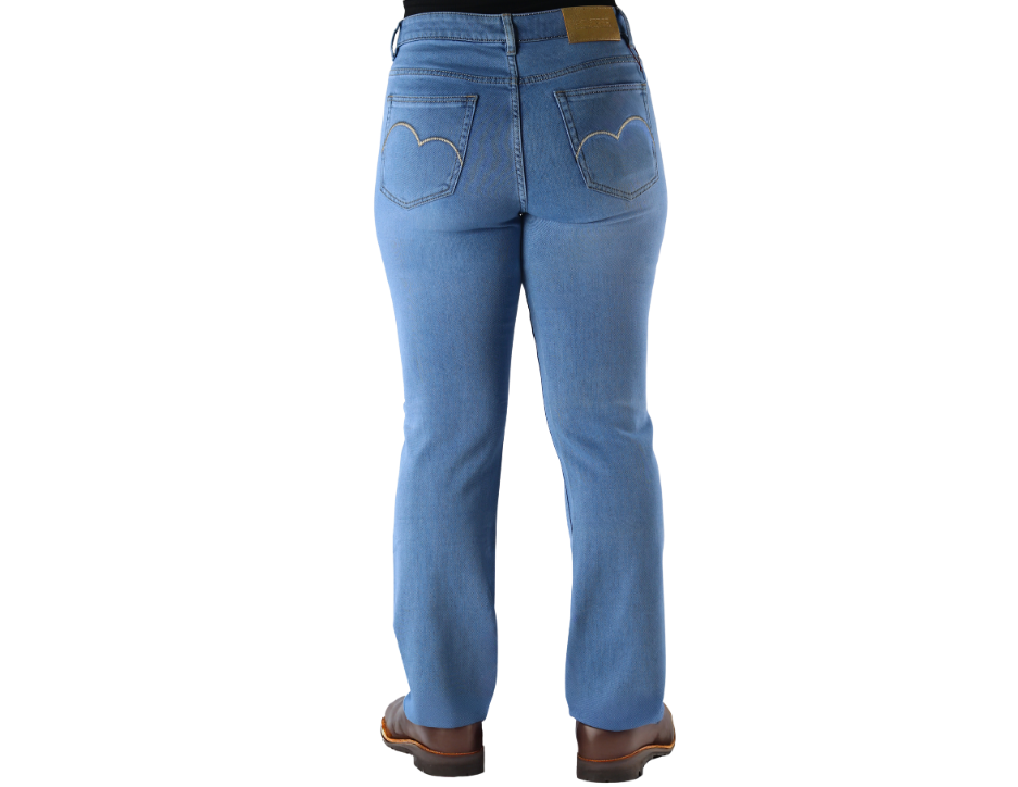 Jeans Vaquero Corte Recto Acampanado con Tiro Alto para Dama | BOCHI