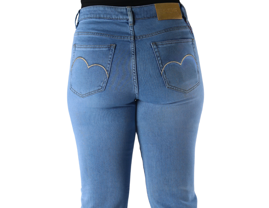 Jeans Vaquero Corte Recto Acampanado con Tiro Alto para Dama | BOCHI