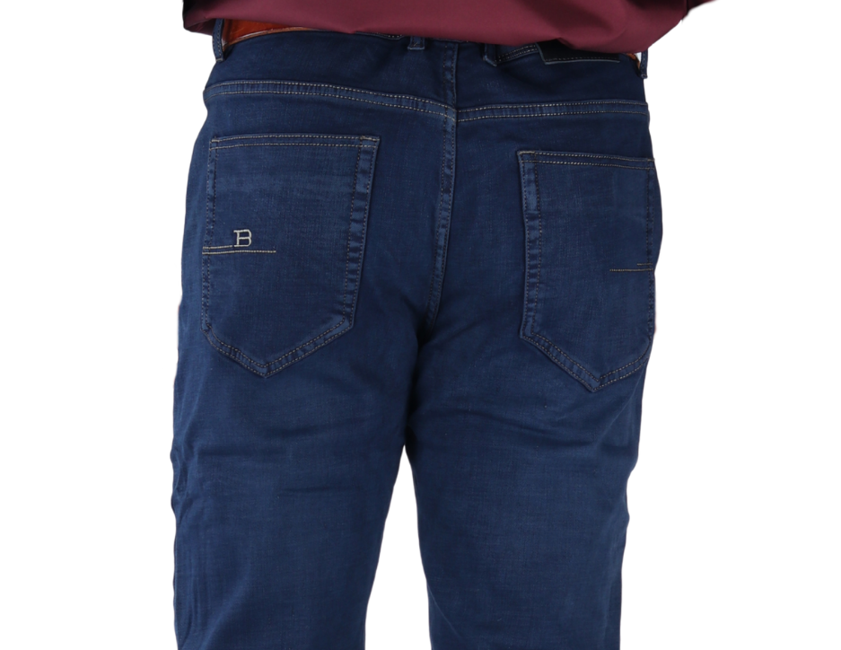 Pantalón Vaquero de Mezclilla Corte Ajustado con Tiro Medio para Hombre | BOCHI