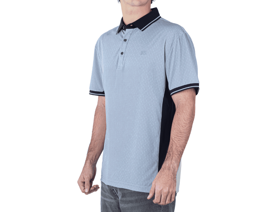Playera Polo Manga Corta Slim Fit Costados en Negro | KHAKI & BLUES