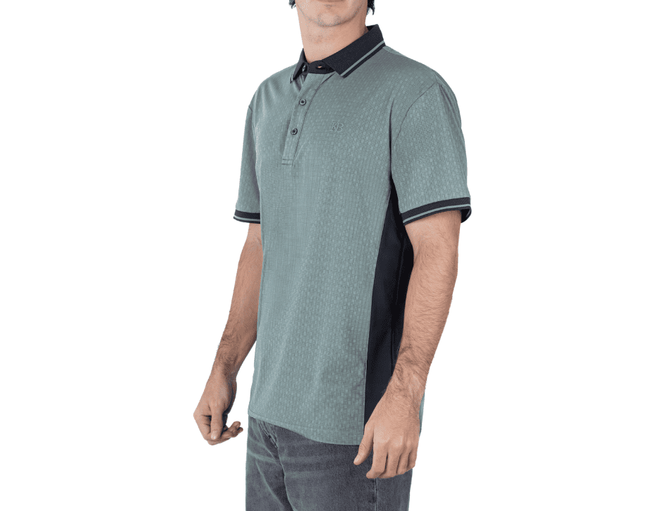 Playera Polo Manga Corta Slim Fit Costados en Negro | KHAKI & BLUES