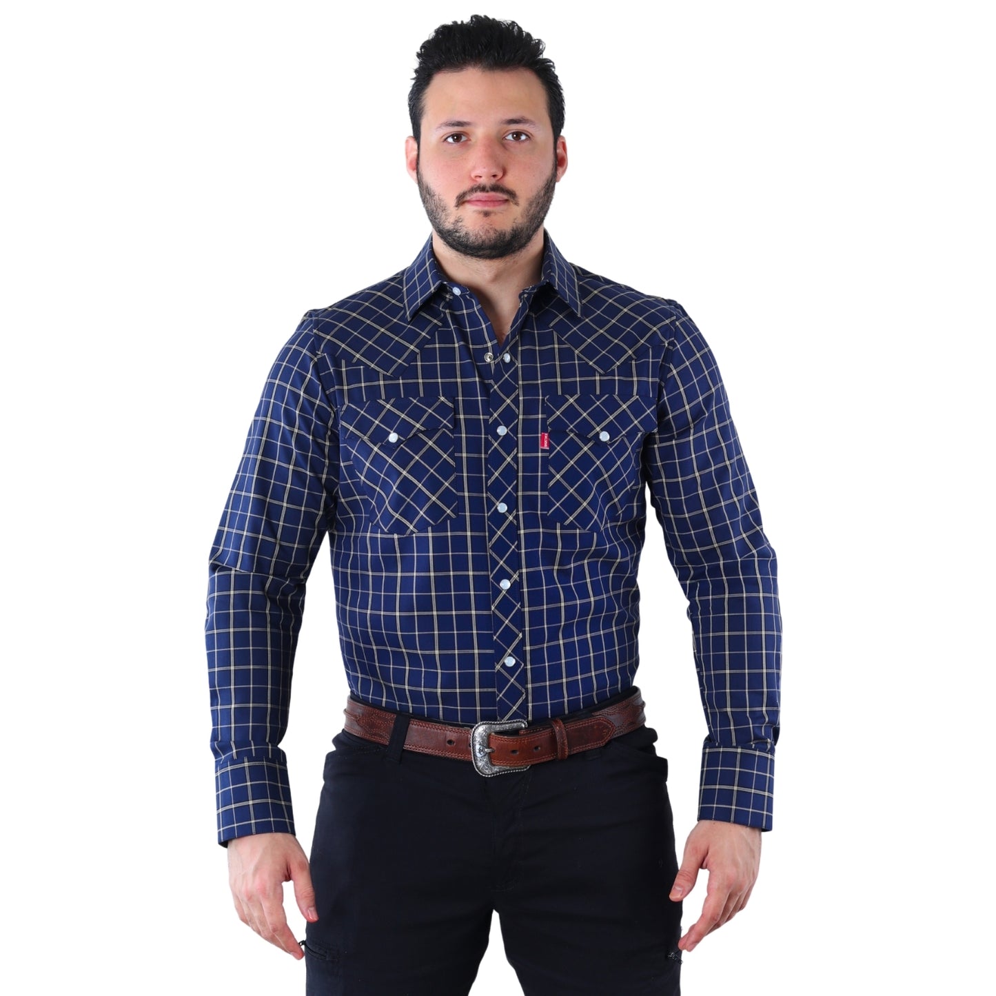 Camisa Vaquera de Hombre a Cuadros | Western Manga Larga | BOCHI
