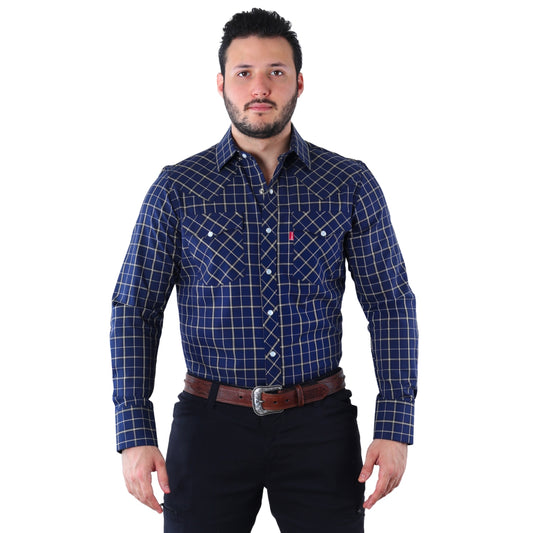 Camisa Vaquera de Hombre a Cuadros | Western Manga Larga | BOCHI
