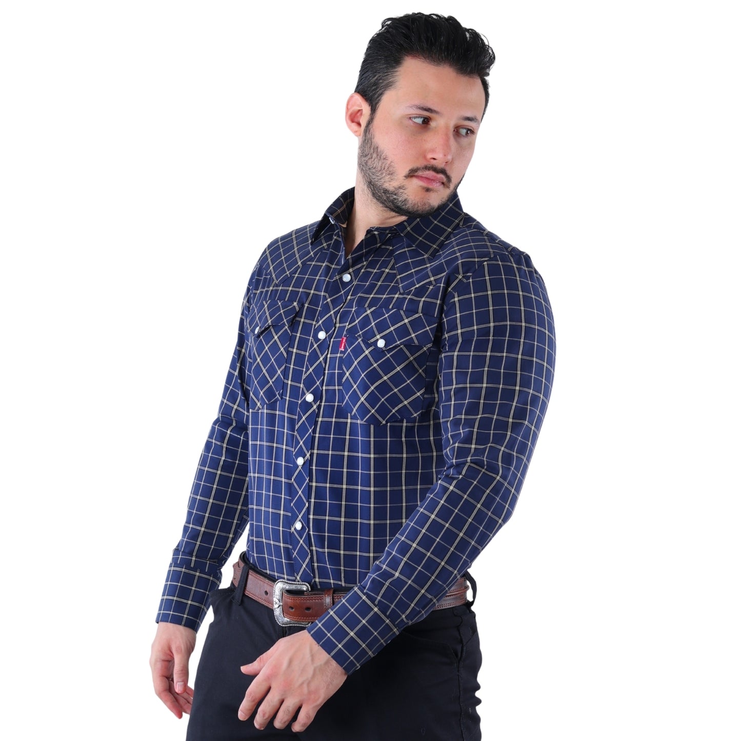 Camisa Vaquera de Hombre a Cuadros | Western Manga Larga | BOCHI