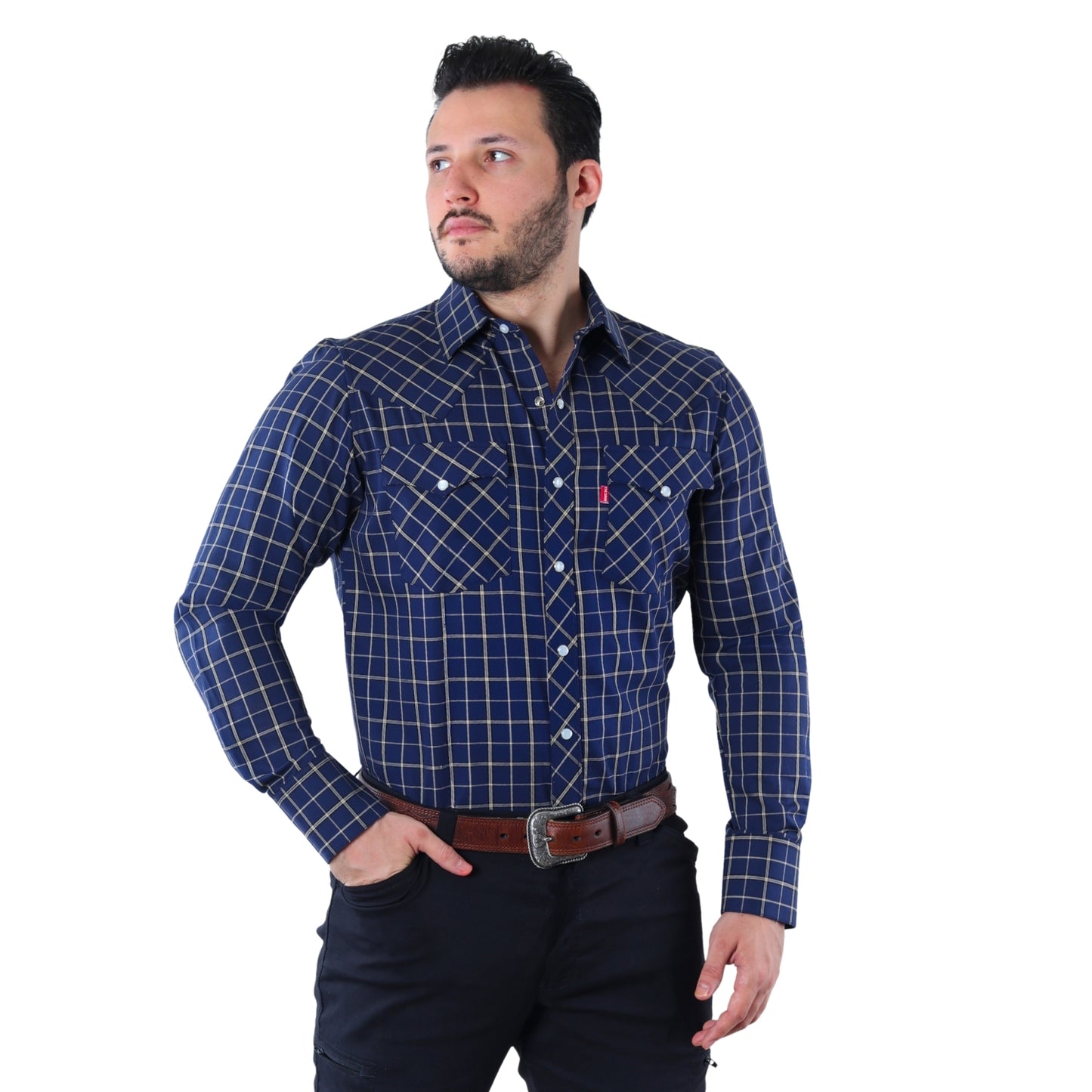 Camisa Vaquera de Hombre a Cuadros | Western Manga Larga | BOCHI