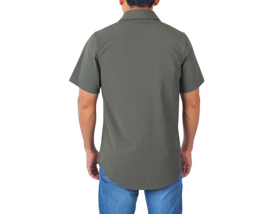 Camisa Tipo Pescador Hombre | Bolsas con Cartera y Aberturas Laterales | KHAKI & BLUES