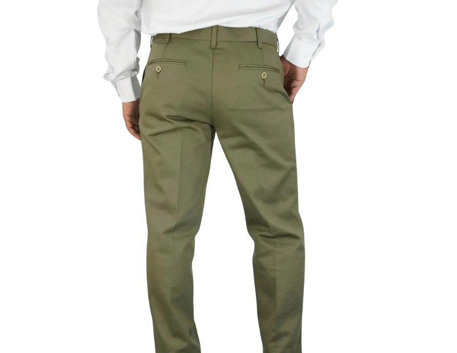 Pantalón De Vestir Para Hombre De Gabardina Corte Recto Liso