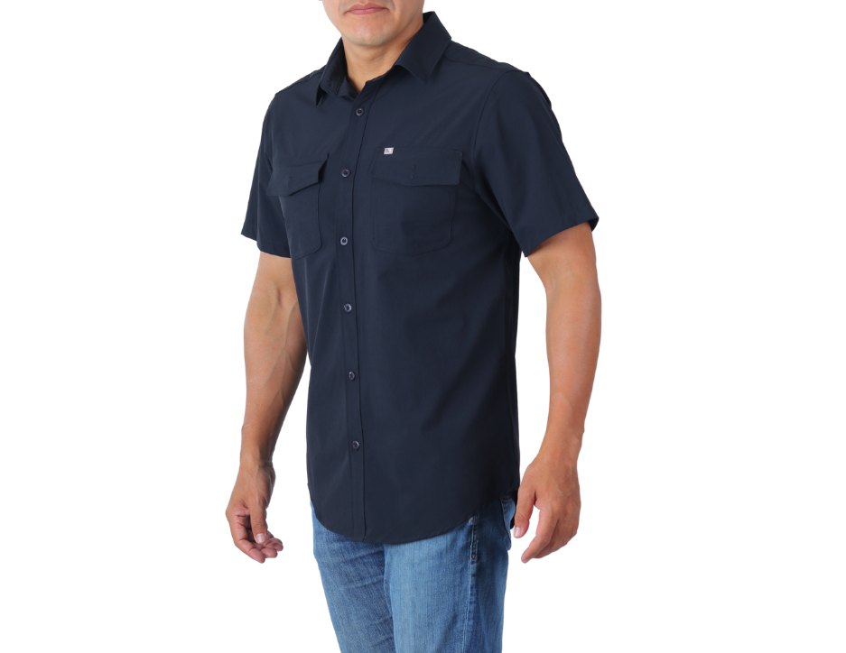 Camisa Tipo Pescador Hombre | Bolsas con Cartera y Aberturas Laterales | KHAKI & BLUES