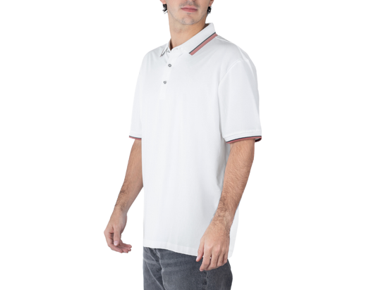 Playera Tipo Polo Manga Corta para Hombre Lisa con Cuello y Manga en Contraste de Corte Regular Fit | 80% Nylon y 20% Elastano | BERMAN