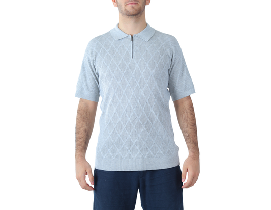 Camisa Casual Hombre con Cierre | Tejido de Punto | Khaki & Blues