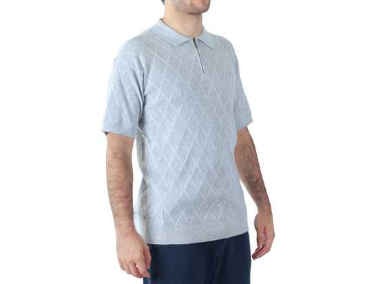 Camisa Casual Hombre con Cierre | Tejido de Punto | Khaki & Blues