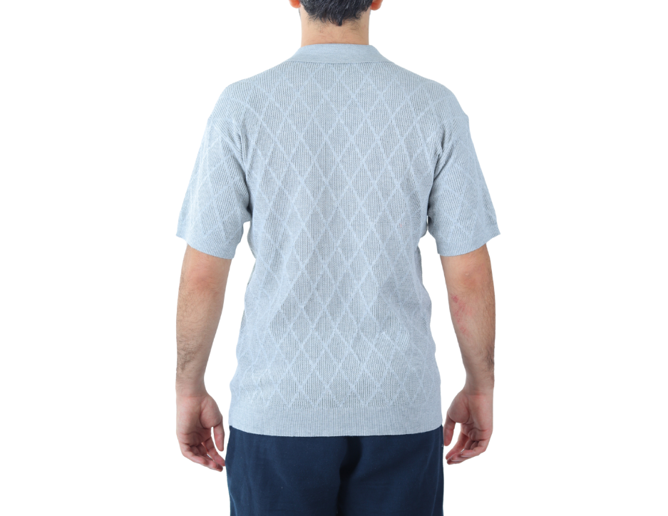 Camisa Casual Hombre con Cierre | Tejido de Punto | Khaki & Blues