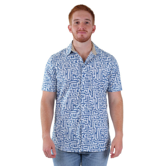 Camisa Casual Hombre Manga Corta Khaki&blues