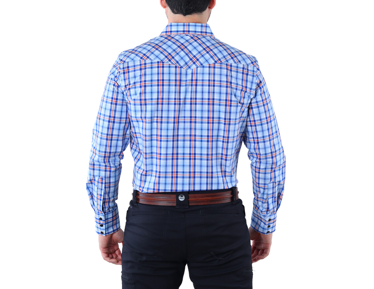 Camisa Vaquera Manga Larga de Hombre Estilo Western a Cuadros Corte Clásico | 100% Algodón | FARWEST