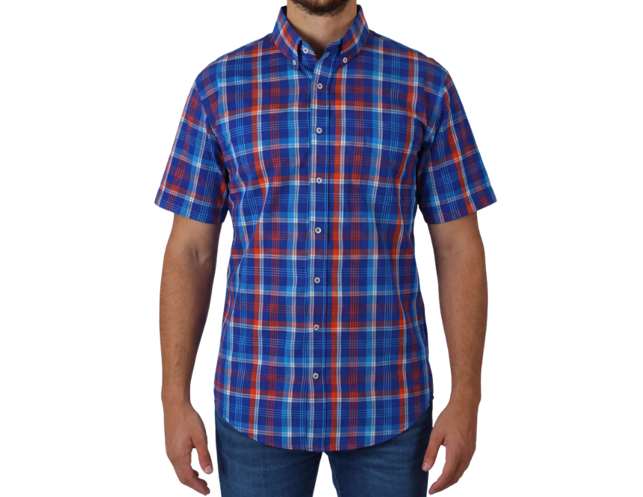 Camisa Casual Botón Down Manga Corta | KHAKI & BLUES