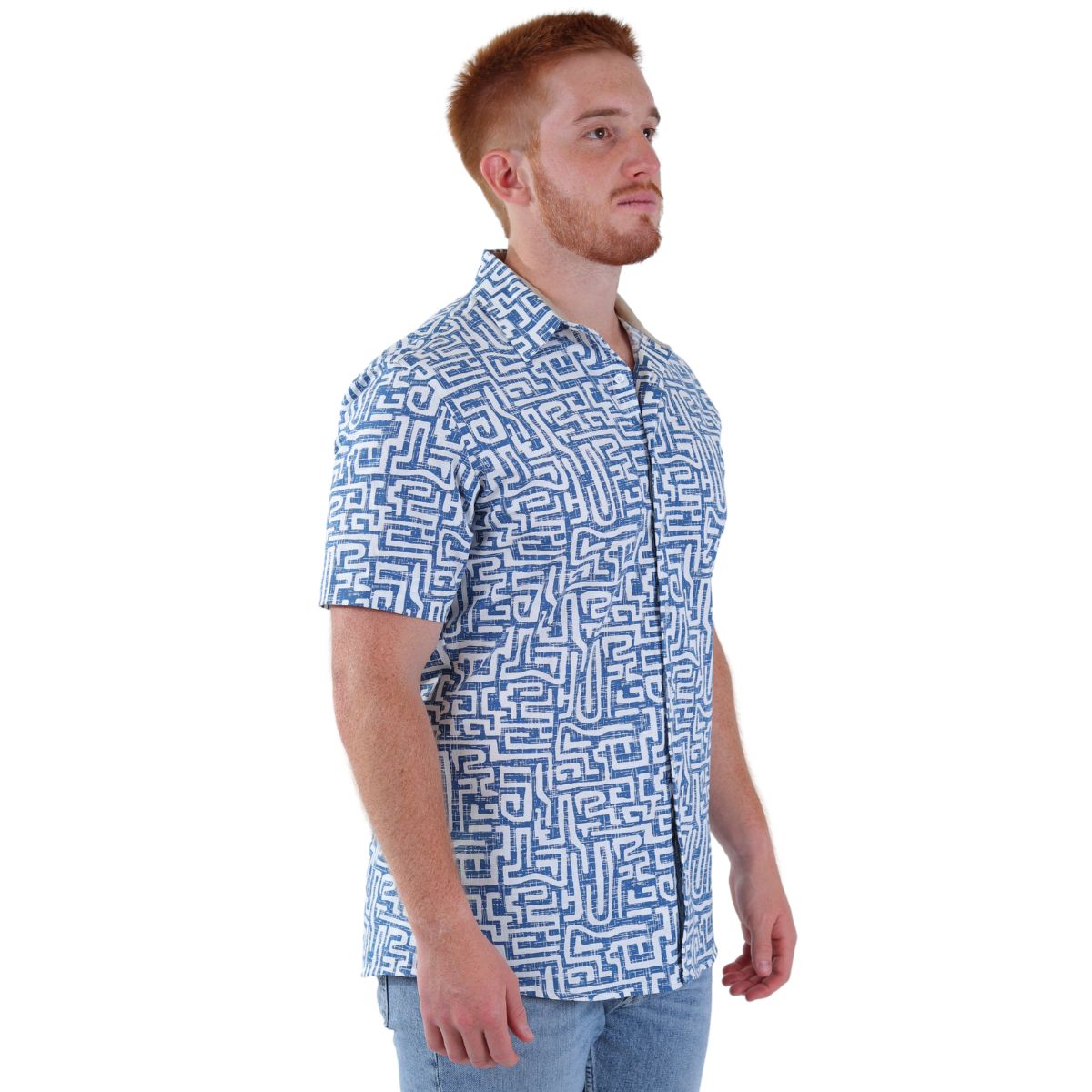 Camisa Casual Hombre Manga Corta Khaki&blues